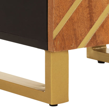 Badschrank Braun und Schwarz 38x33,5x160 cm Massivholz Mango - Pazzar.ch