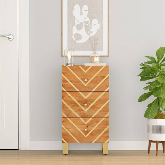 Beistellschrank Braun und Schwarz 40x33,5x75 Massivholz Mango - Pazzar.ch