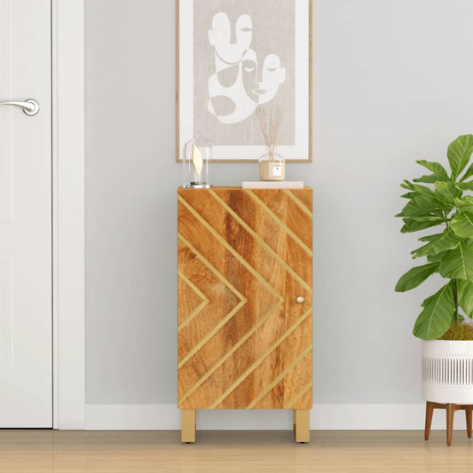Beistellschrank Braun und Schwarz 40x33,5x75 Massivholz Mango - Pazzar.ch