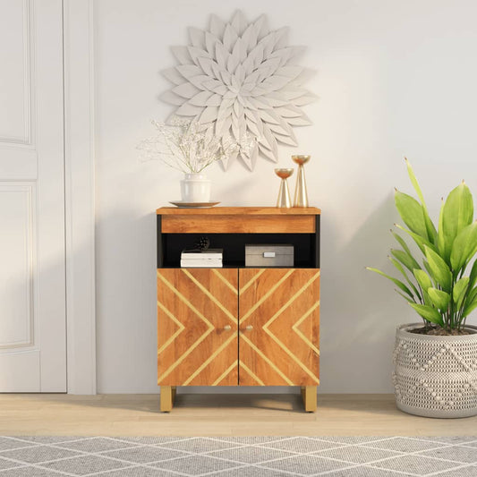Beistellschrank Braun und Schwarz 60x33,5x75cm Massivholz Mango - Pazzar.ch