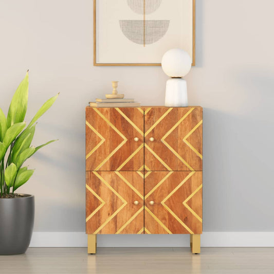 Beistellschrank Braun und Schwarz 60x33,5x75cm Massivholz Mango - Pazzar.ch
