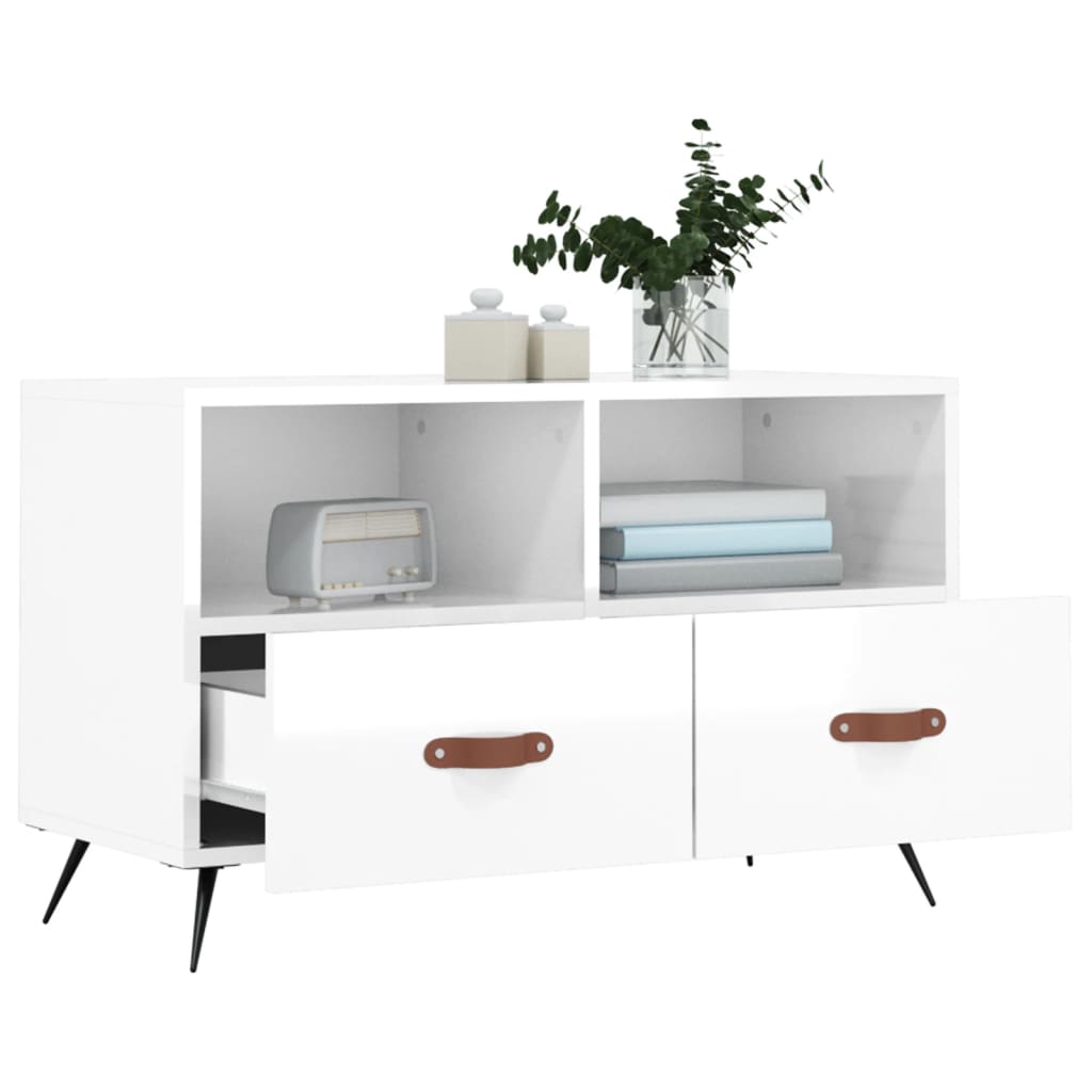 TV-Schrank Hochglanz-Weiß 80x36x50 cm Holzwerkstoff - Pazzar.ch