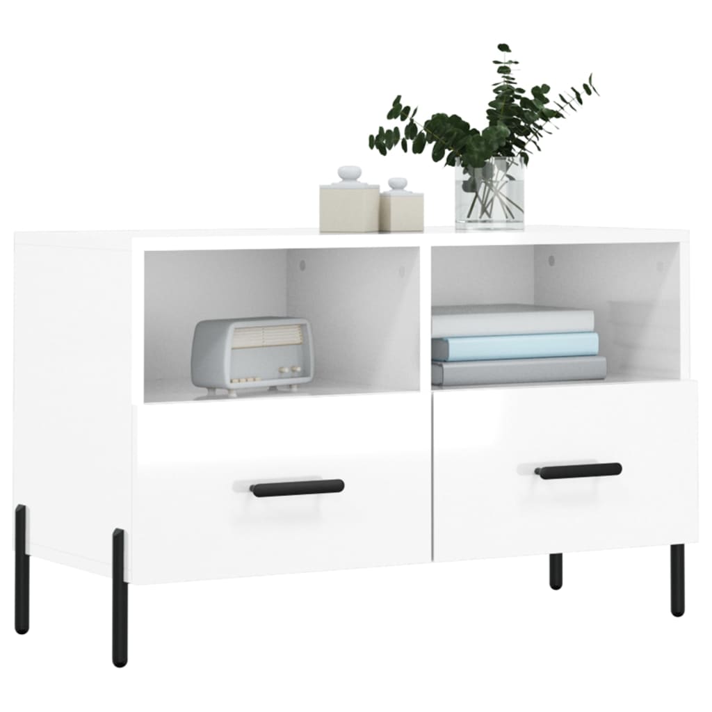 TV-Schrank Hochglanz-Weiß 80x36x50 cm Holzwerkstoff - Pazzar.ch