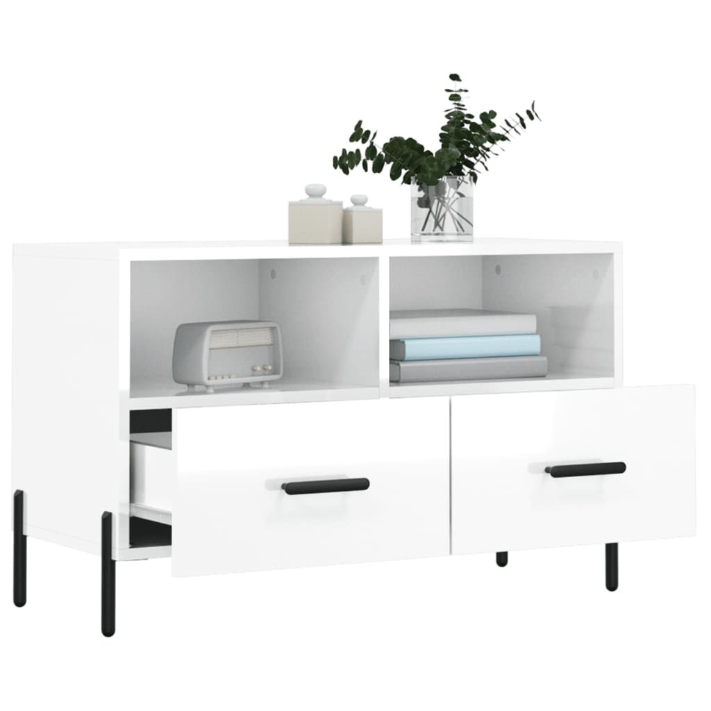 TV-Schrank Hochglanz-Weiß 80x36x50 cm Holzwerkstoff - Pazzar.ch