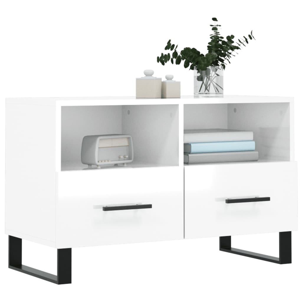 TV-Schrank Hochglanz-Weiß 80x36x50 cm Holzwerkstoff - Pazzar.ch