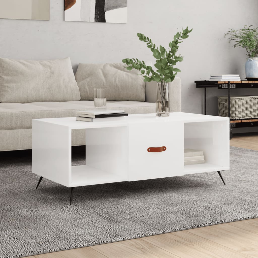 Couchtisch Hochglanz-Weiß 102x50x40 cm Holzwerkstoff - Pazzar.ch