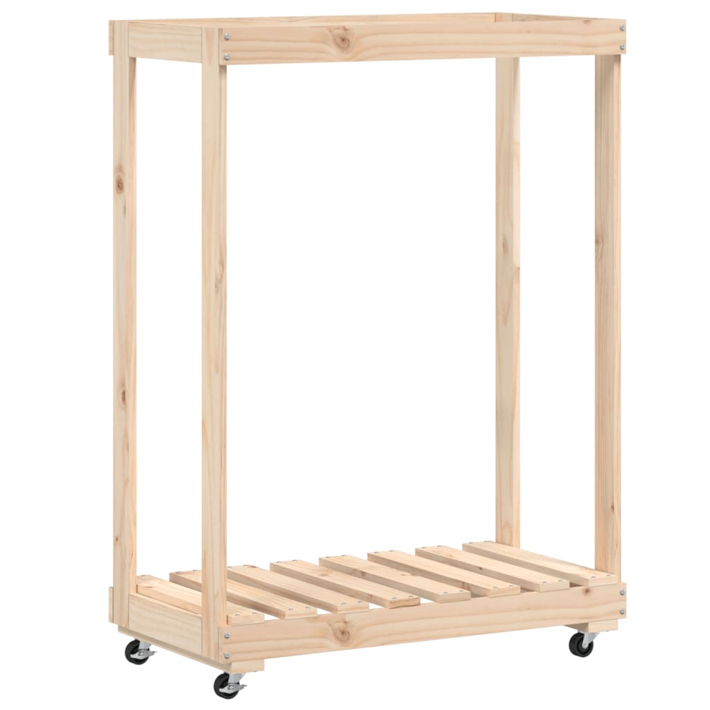 Kaminholzregal mit Rollen 76,5x40x108 cm Massivholz Kiefer - Pazzar.ch