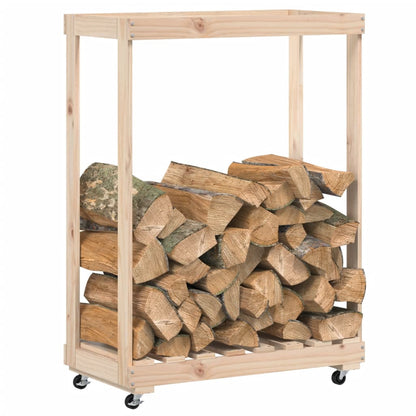 Kaminholzregal mit Rollen 76,5x40x108 cm Massivholz Kiefer - Pazzar.ch
