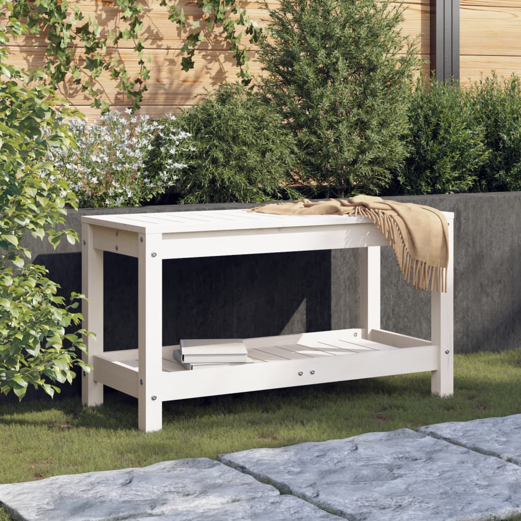 Gartenbank Weiß 82,5x35x45 cm Massivholz Kiefer - Pazzar.ch