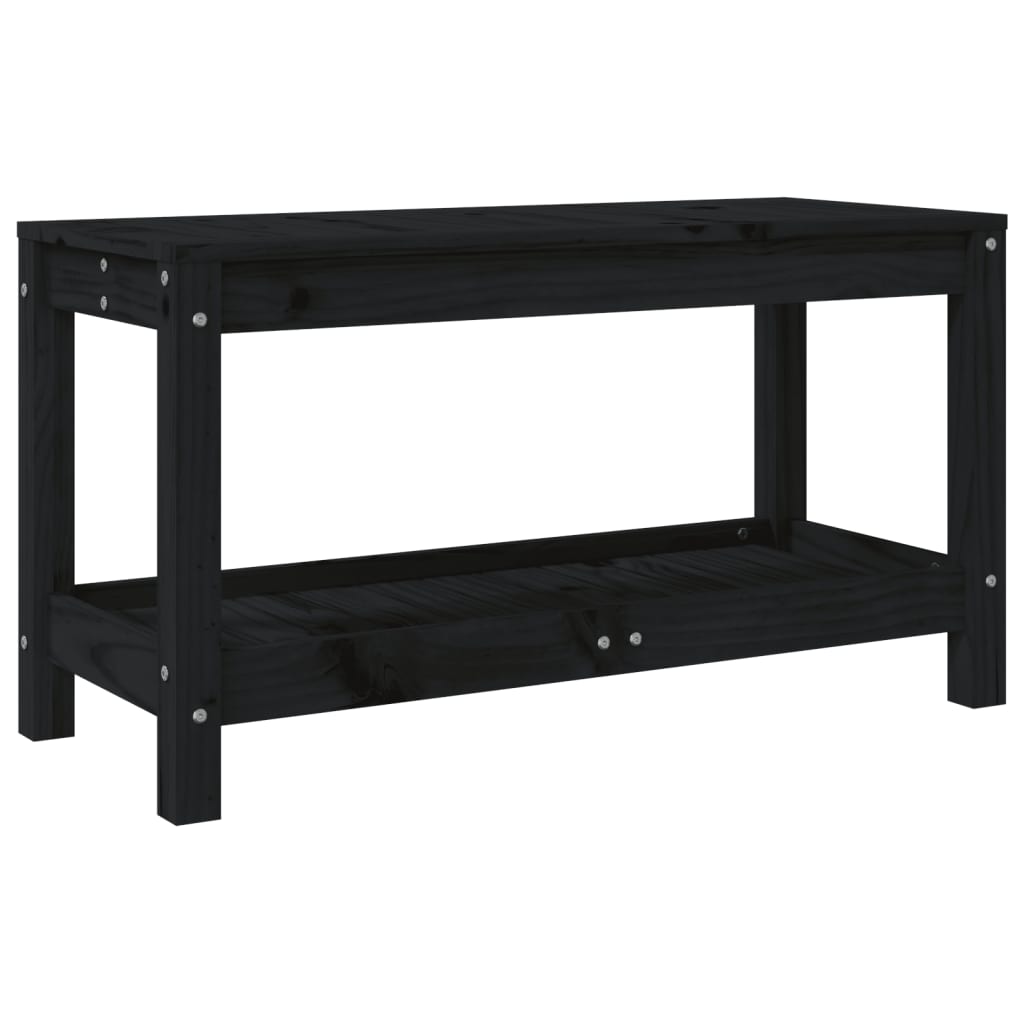 Gartenbank Schwarz 82,5x35x45 cm Massivholz Kiefer - Pazzar.ch