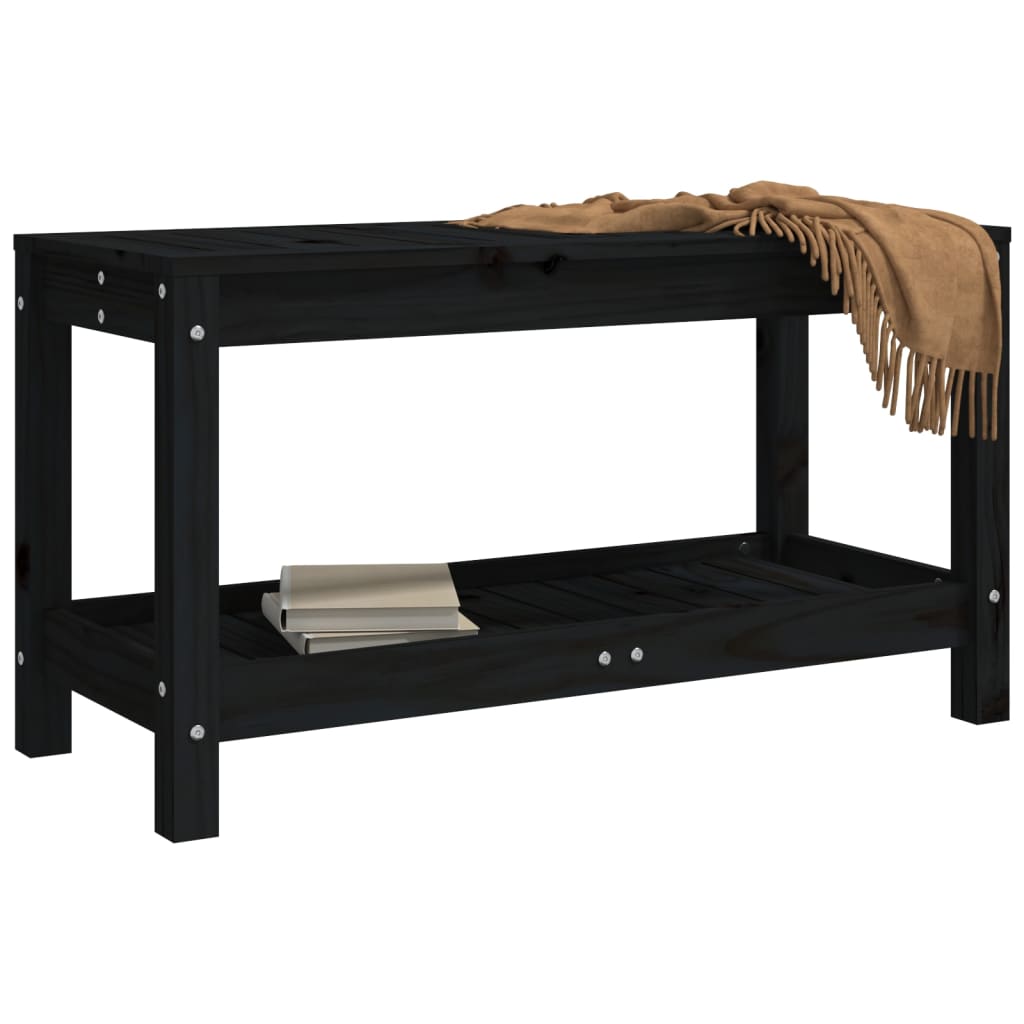 Gartenbank Schwarz 82,5x35x45 cm Massivholz Kiefer - Pazzar.ch