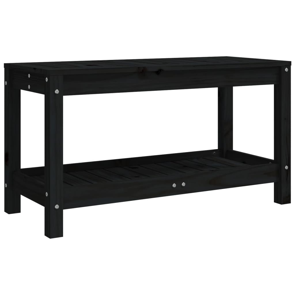 Gartenbank Schwarz 82,5x35x45 cm Massivholz Kiefer - Pazzar.ch