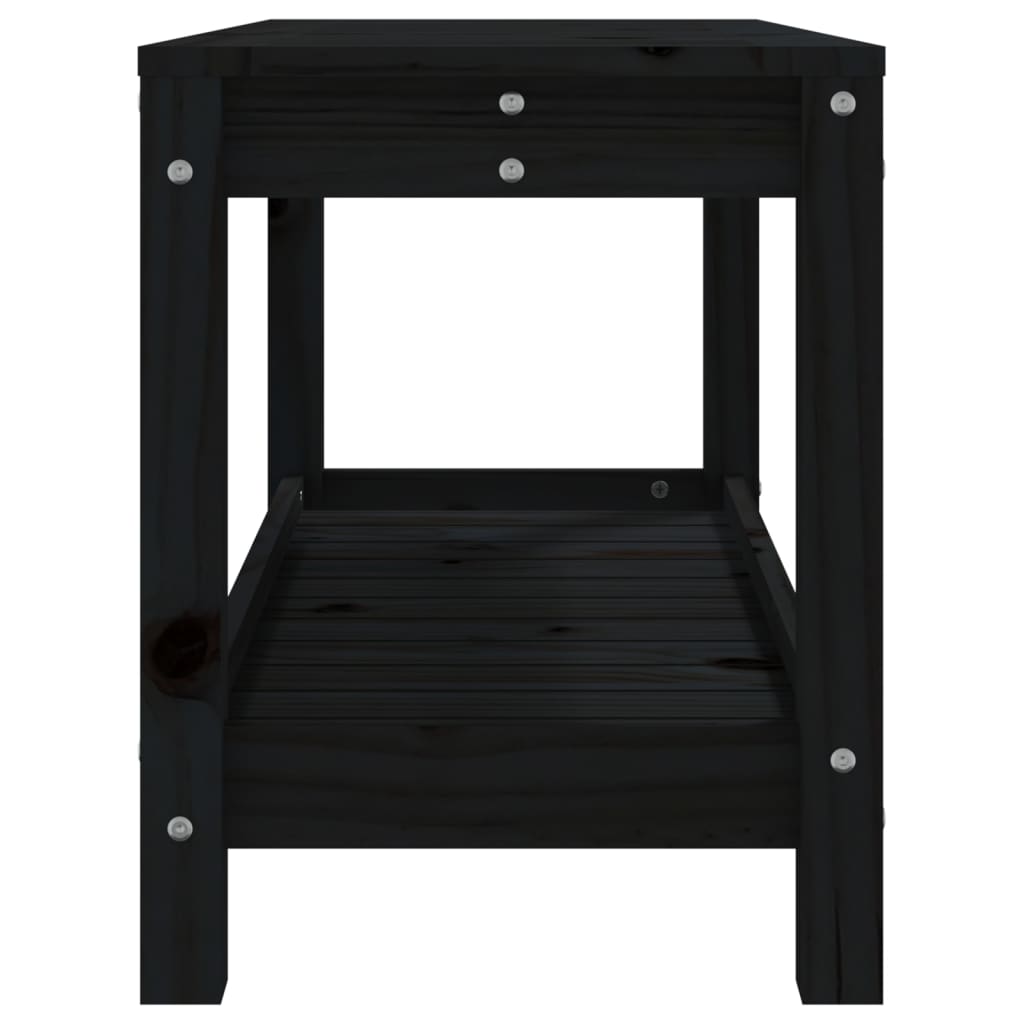 Gartenbank Schwarz 82,5x35x45 cm Massivholz Kiefer - Pazzar.ch