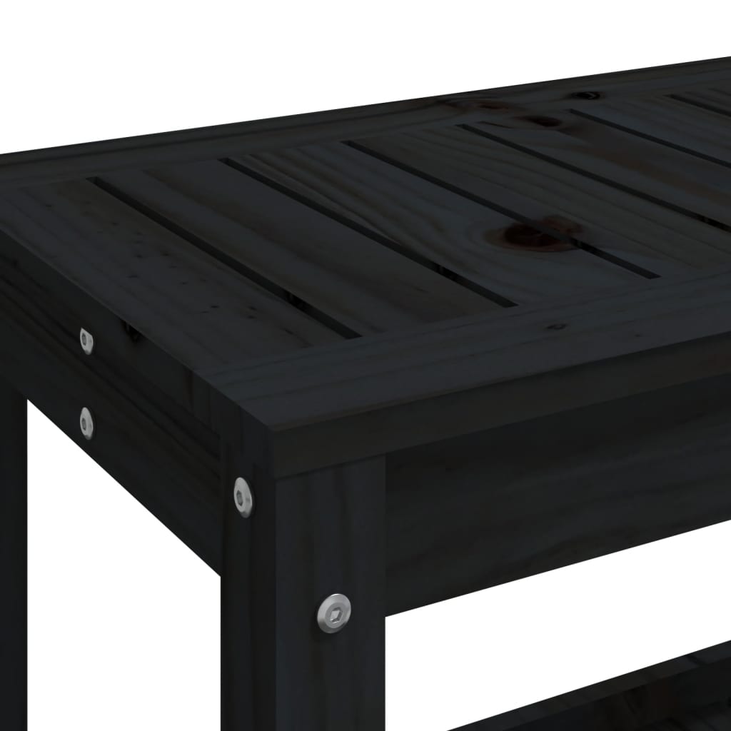 Gartenbank Schwarz 82,5x35x45 cm Massivholz Kiefer - Pazzar.ch