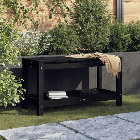 Gartenbank Schwarz 82,5x35x45 cm Massivholz Kiefer - Pazzar.ch