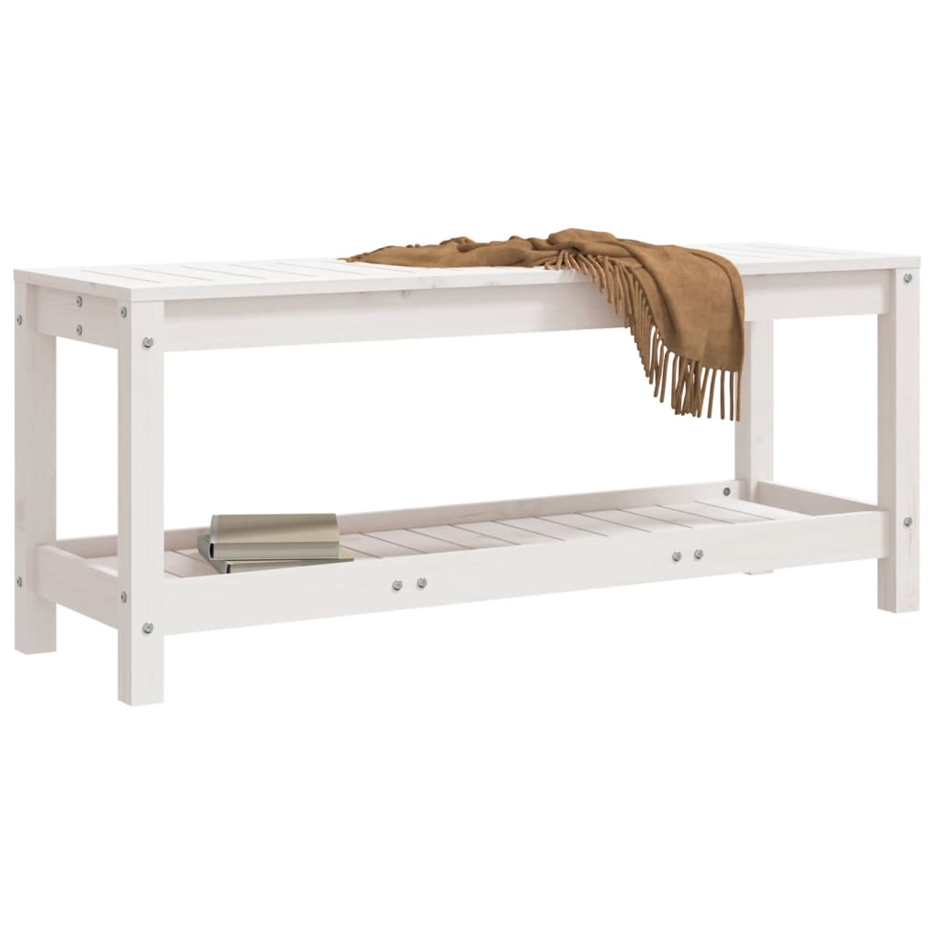 Gartenbank Weiß 108x35x45 cm Massivholz Kiefer - Pazzar.ch