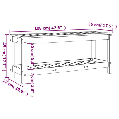 Gartenbank Weiß 108x35x45 cm Massivholz Kiefer - Pazzar.ch
