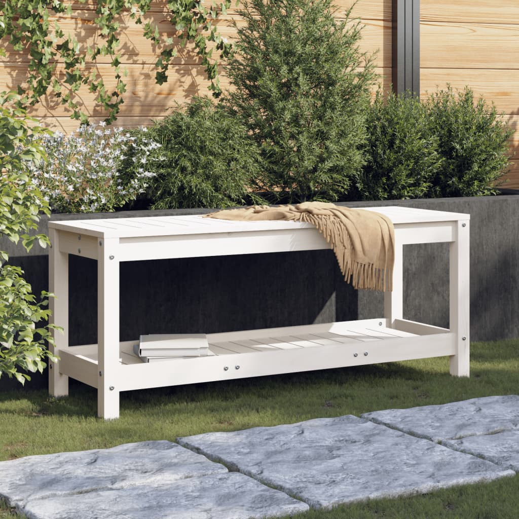 Gartenbank Weiß 108x35x45 cm Massivholz Kiefer - Pazzar.ch