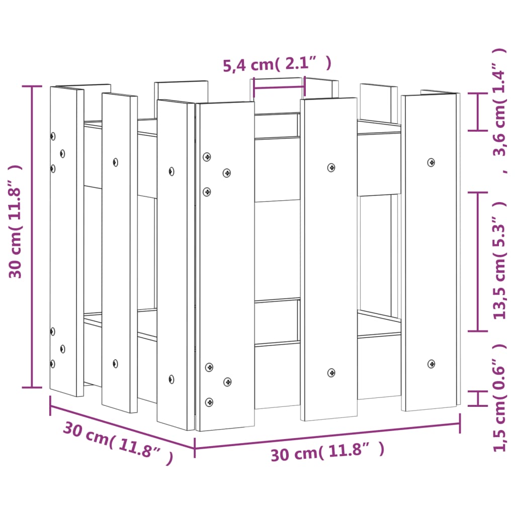 Pflanzkübel Lattenzaun-Design 30x30x30 cm Massivholz Douglasie - Pazzar.ch