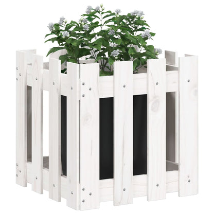 Pflanzkübel Lattenzaun-Design Weiß 40x40x40cm Massivholz Kiefer - Pazzar.ch