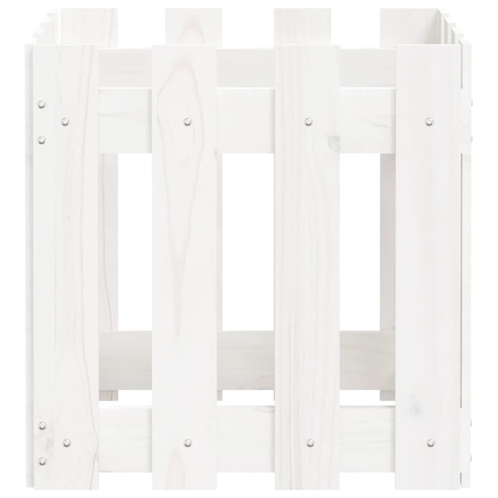 Pflanzkübel Lattenzaun-Design Weiß 40x40x40cm Massivholz Kiefer - Pazzar.ch