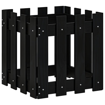 Pflanzkübel Lattenzaun-Design Schwarz 40x40x40 cm Kiefernholz - Pazzar.ch