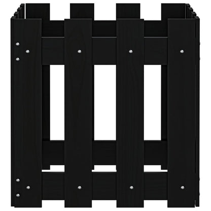 Pflanzkübel Lattenzaun-Design Schwarz 40x40x40 cm Kiefernholz - Pazzar.ch