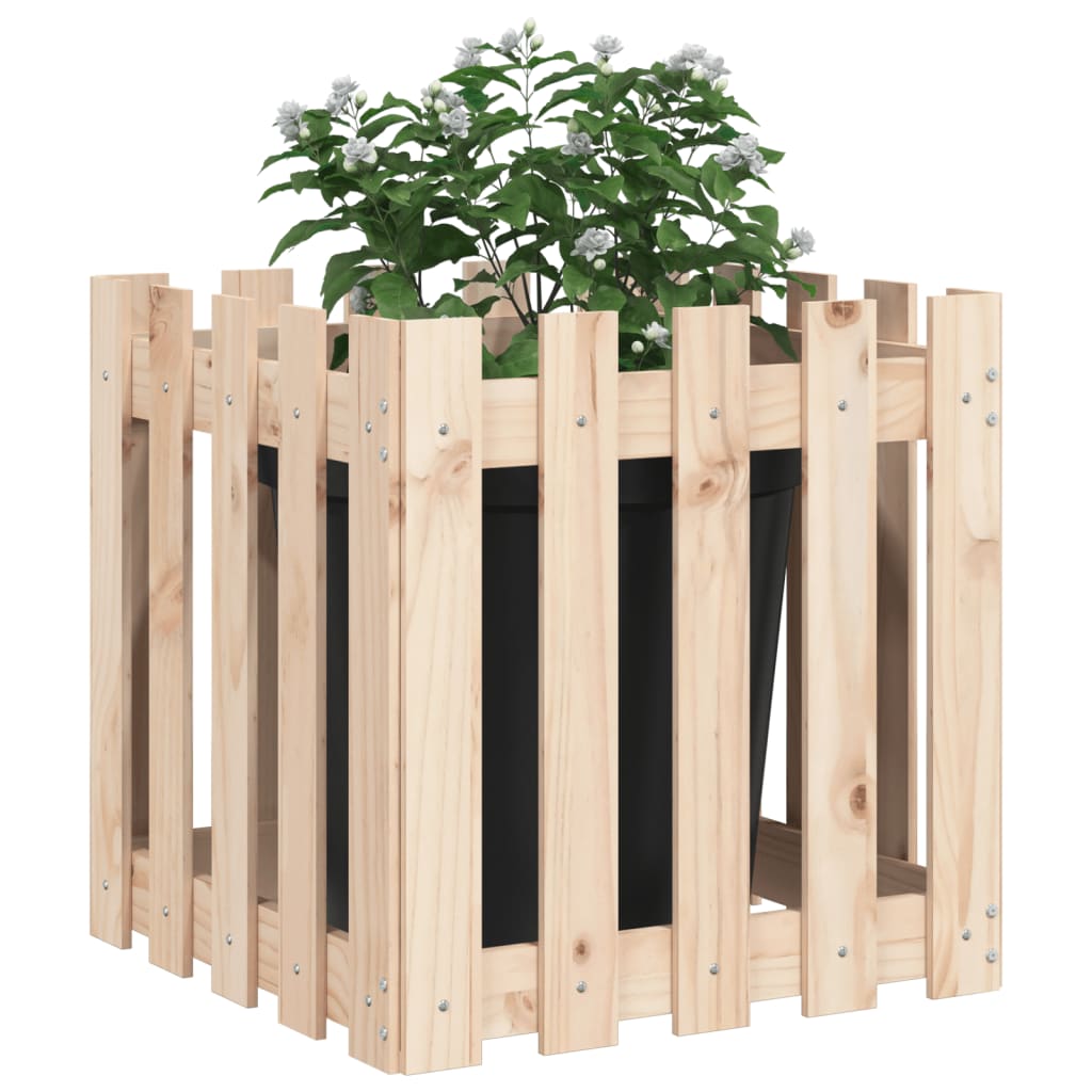 Pflanzkübel Lattenzaun-Design 50x50x50 cm Massivholz Kiefer - Pazzar.ch