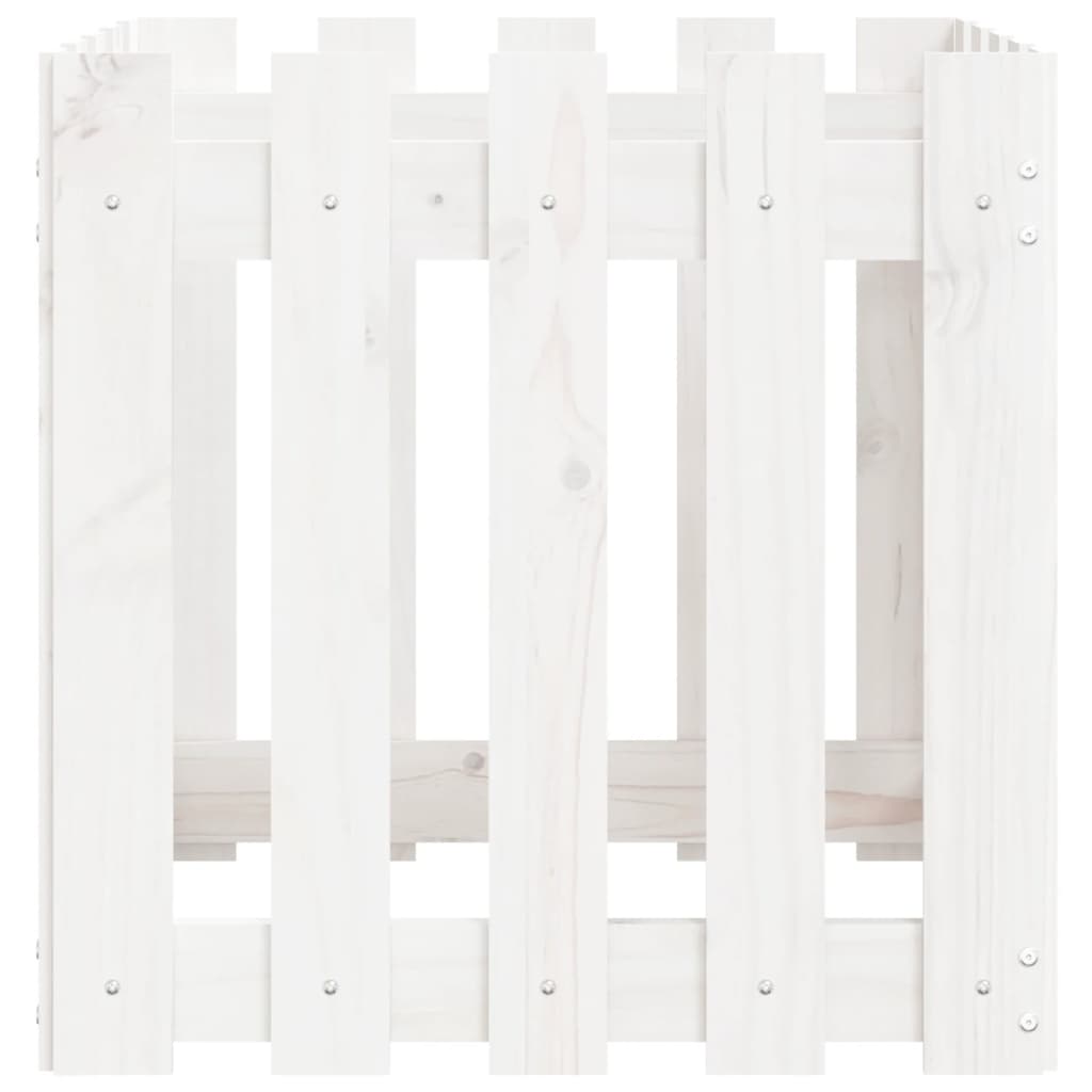 Pflanzkübel Lattenzaun-Design Weiß 50x50x50cm Massivholz Kiefer - Pazzar.ch