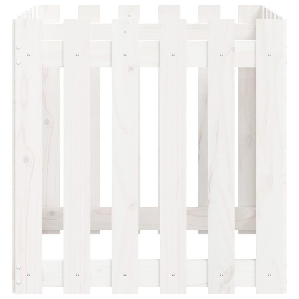 Pflanzkübel Lattenzaun-Design Weiß 60x60x60cm Massivholz Kiefer - Pazzar.ch