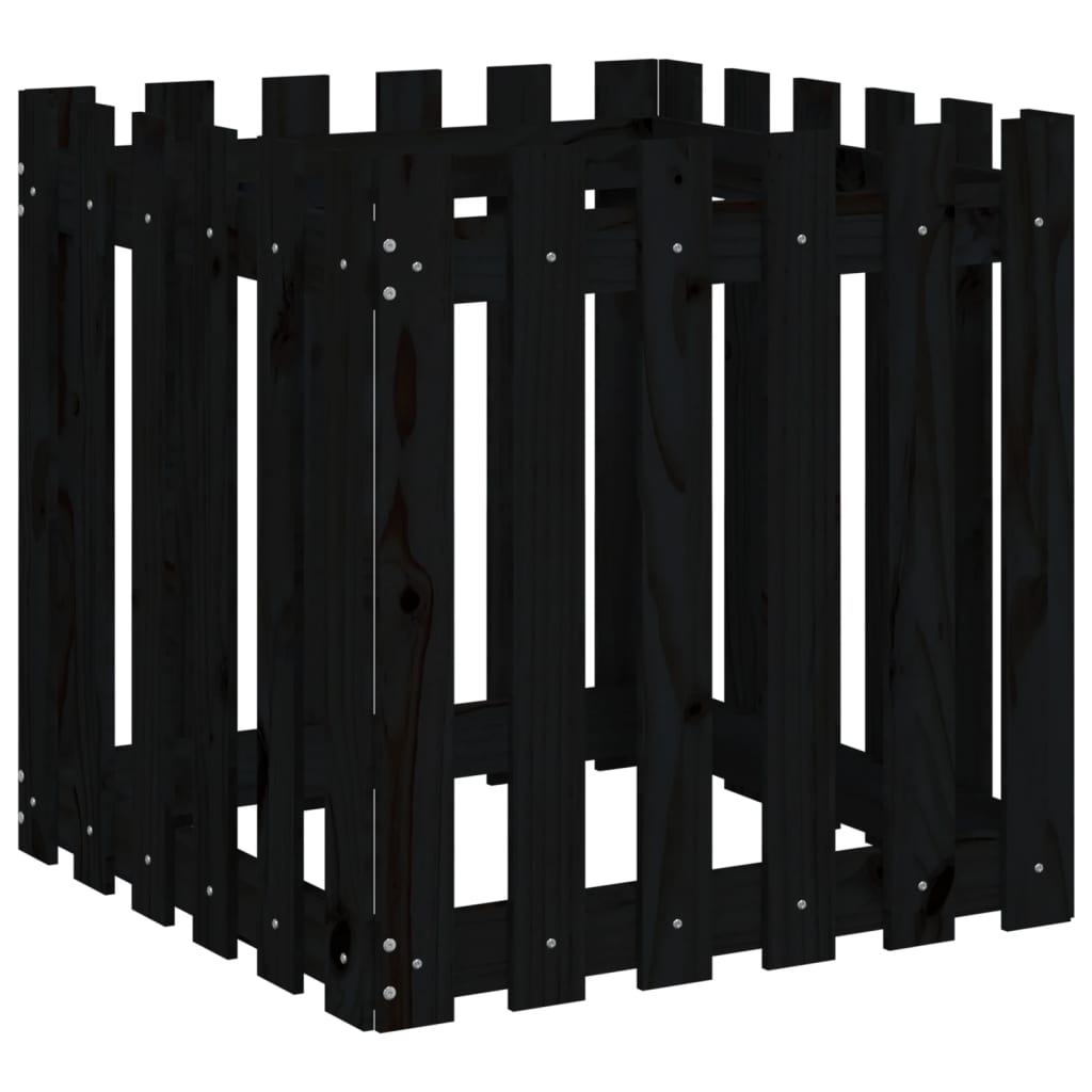 Pflanzkübel Lattenzaun-Design Schwarz 60x60x60 cm Kiefernholz - Pazzar.ch