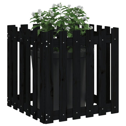 Pflanzkübel Lattenzaun-Design Schwarz 60x60x60 cm Kiefernholz - Pazzar.ch
