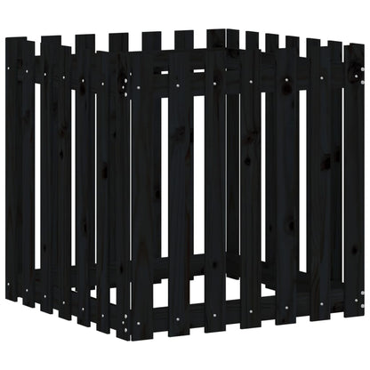 Pflanzkübel Lattenzaun-Design Schwarz 70x70x70 cm Kiefernholz - Pazzar.ch