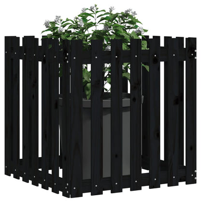 Pflanzkübel Lattenzaun-Design Schwarz 70x70x70 cm Kiefernholz - Pazzar.ch