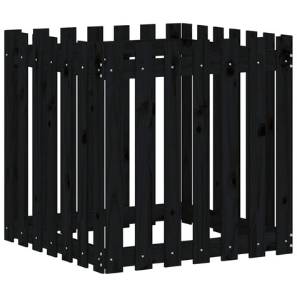 Pflanzkübel Lattenzaun-Design Schwarz 70x70x70 cm Kiefernholz - Pazzar.ch