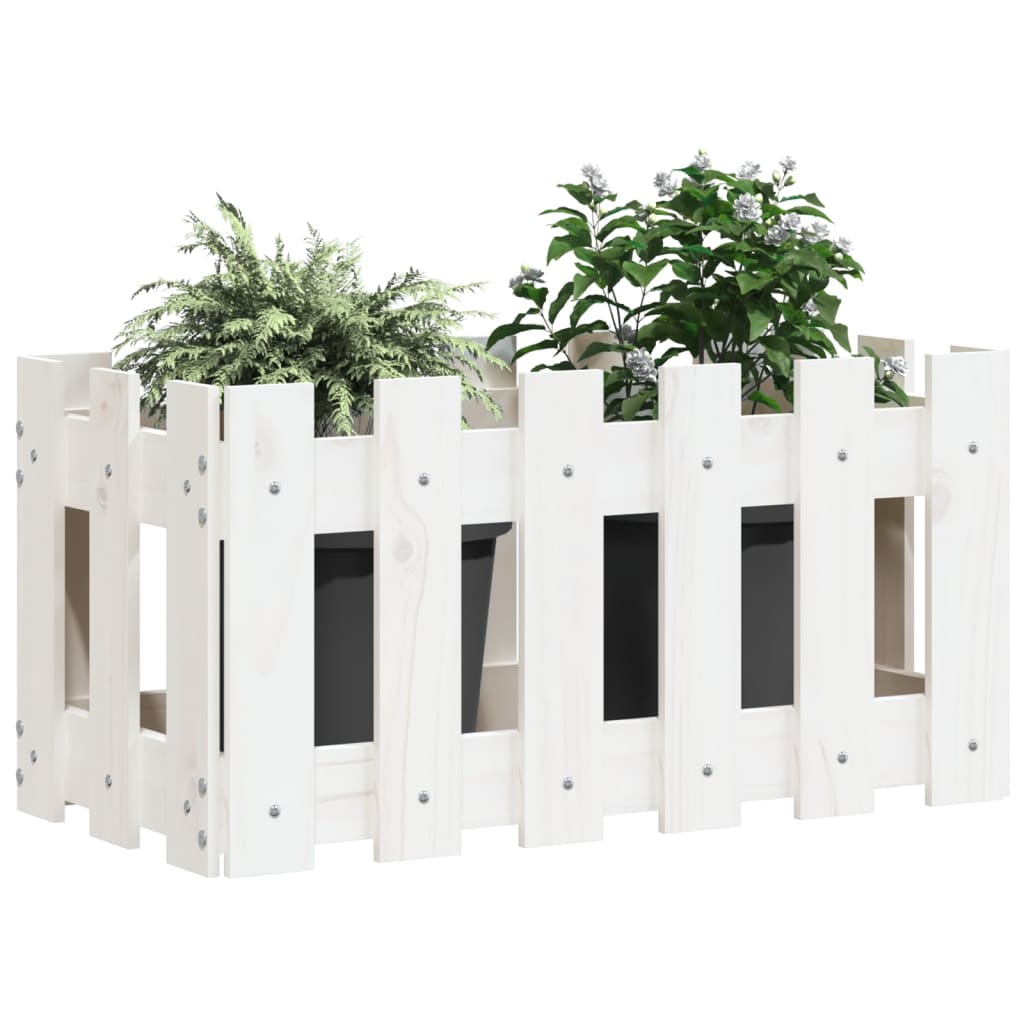Pflanzkübel Lattenzaun-Design Weiß 60x30x30 cm Kiefernholz - Pazzar.ch