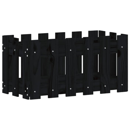 Pflanzkübel Lattenzaun-Design Schwarz 60x30x30 cm Kiefernholz - Pazzar.ch