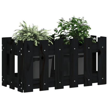 Pflanzkübel Lattenzaun-Design Schwarz 60x30x30 cm Kiefernholz - Pazzar.ch