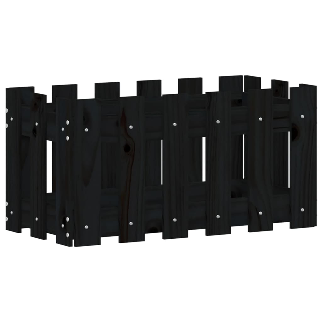 Pflanzkübel Lattenzaun-Design Schwarz 60x30x30 cm Kiefernholz - Pazzar.ch