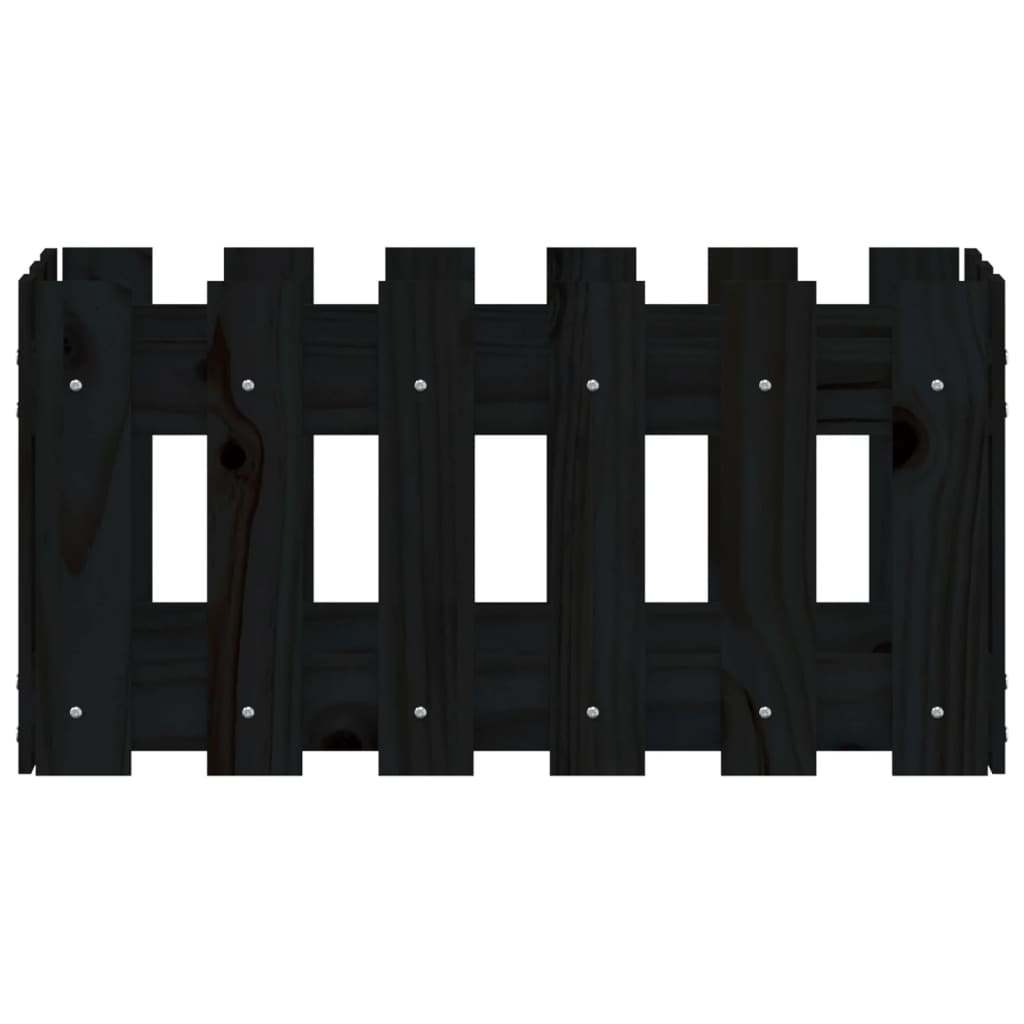 Pflanzkübel Lattenzaun-Design Schwarz 60x30x30 cm Kiefernholz - Pazzar.ch