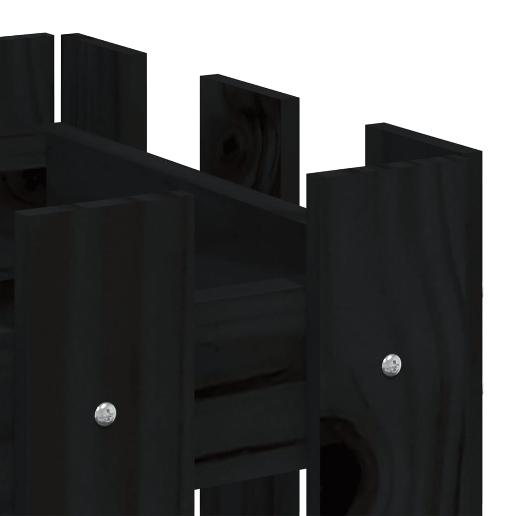 Pflanzkübel Lattenzaun-Design Schwarz 60x30x30 cm Kiefernholz - Pazzar.ch