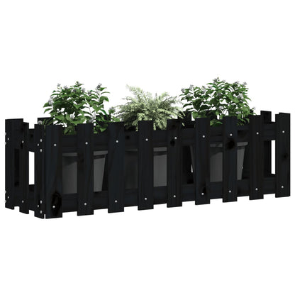 Hochbeet Latten-Design Schwarz 100x30x30 cm Massivholz Kiefer - Pazzar.ch