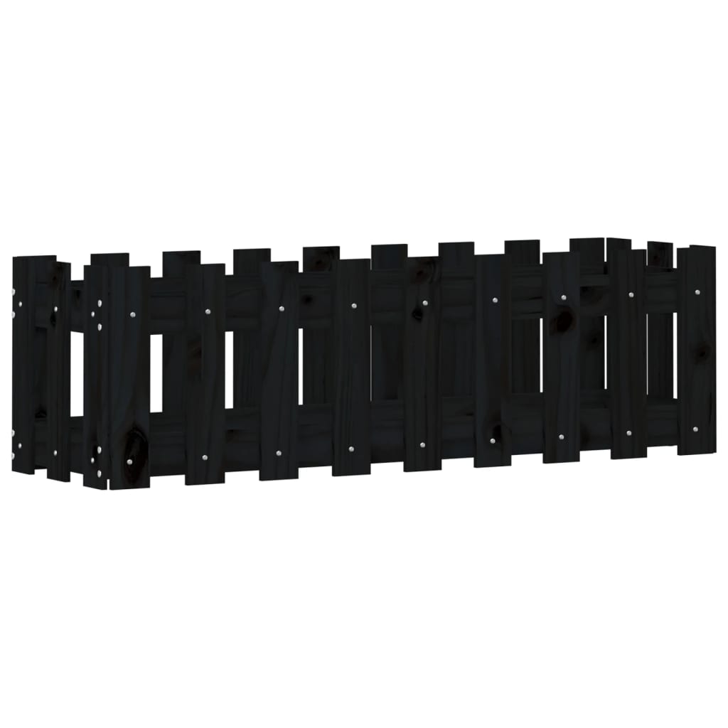 Hochbeet Latten-Design Schwarz 100x30x30 cm Massivholz Kiefer - Pazzar.ch