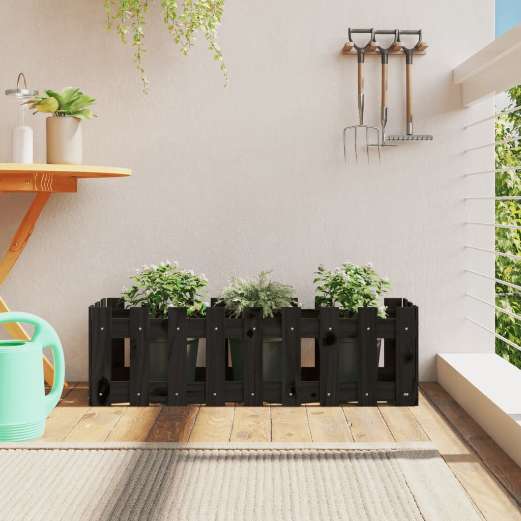 Hochbeet Latten-Design Schwarz 100x30x30 cm Massivholz Kiefer - Pazzar.ch