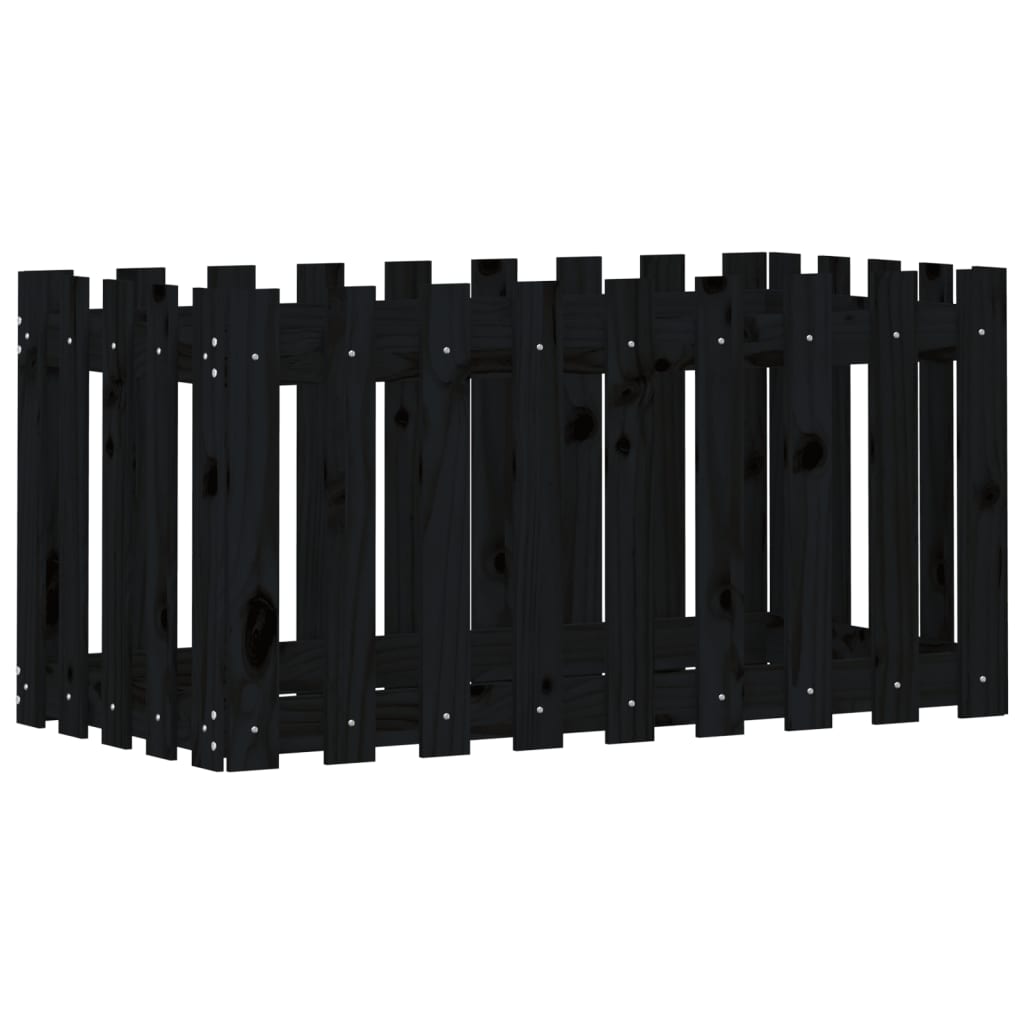Hochbeet Latten-Design Schwarz 100x50x50 cm Massivholz Kiefer - Pazzar.ch