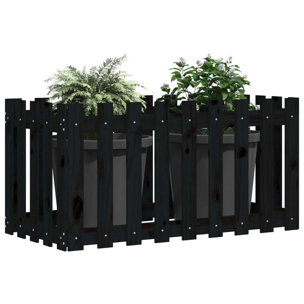 Hochbeet Latten-Design Schwarz 100x50x50 cm Massivholz Kiefer - Pazzar.ch