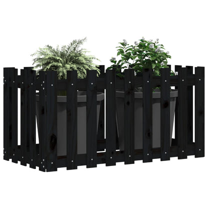 Hochbeet Latten-Design Schwarz 100x50x50 cm Massivholz Kiefer - Pazzar.ch