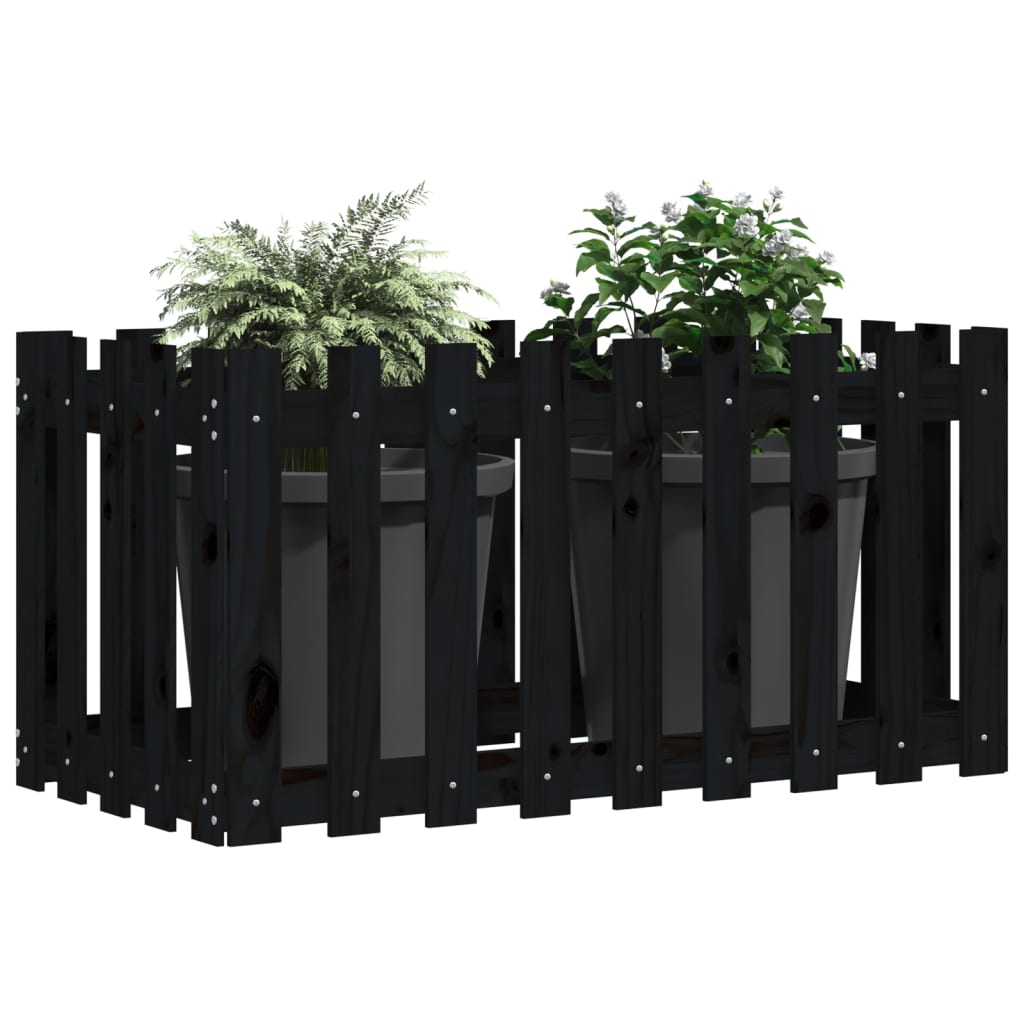 Hochbeet Latten-Design Schwarz 100x50x70 cm Massivholz Kiefer - Pazzar.ch