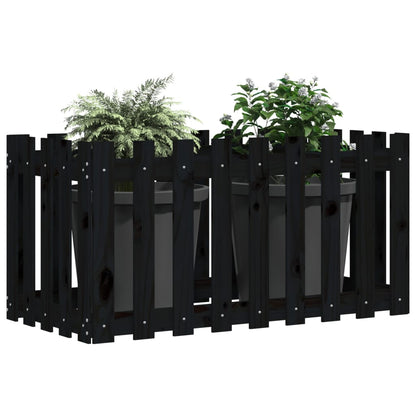 Hochbeet Latten-Design Schwarz 100x50x70 cm Massivholz Kiefer - Pazzar.ch