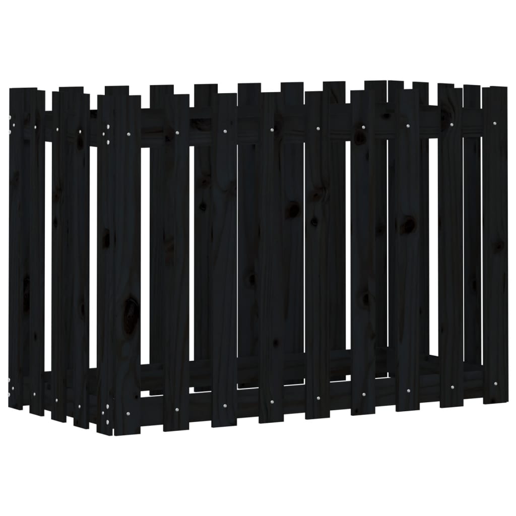 Hochbeet Latten-Design Schwarz 100x50x70 cm Massivholz Kiefer - Pazzar.ch